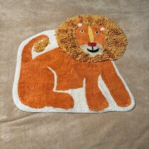 Vintage Lion Throw Rug 70s ? Quirky bathroom play room home decor boy girl jungl